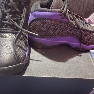 Jordan Retro Black and Purple Sneakers